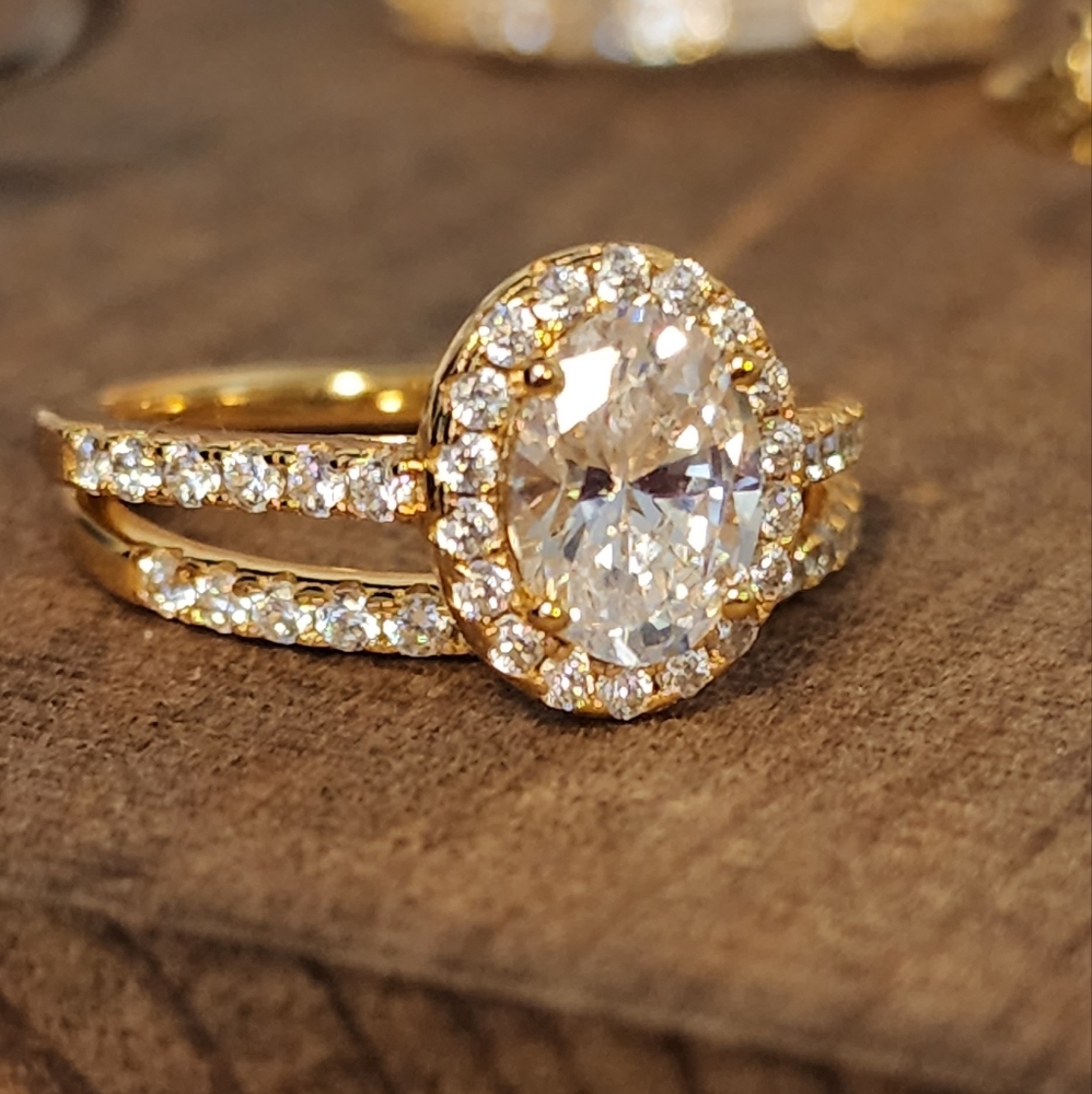 S925 sterling silver Double band engagement ring
